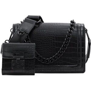 ALDO Women's Qiemar Crossbody Bag, Black/Black, Small